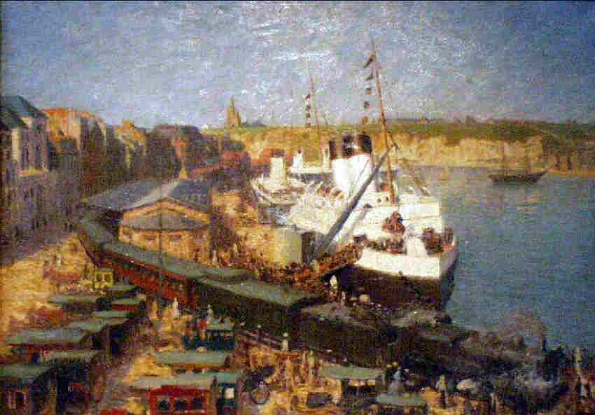 Arriv&eacute;e de la  malle d'Angleterre &agrave; Dieppe par Jacques Auguste Weismann