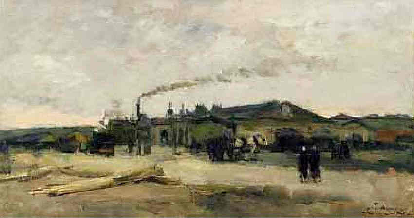 Dieppe, la gare de chemin de fer de l'Ouest par temps d'hiver  par Albert Lebourg