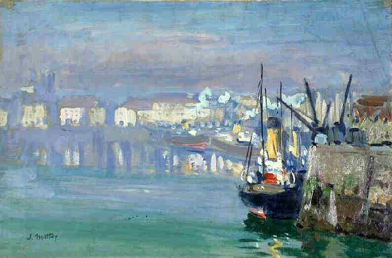 Dieppe, le port dans le  brouillard par Jacques Mathey