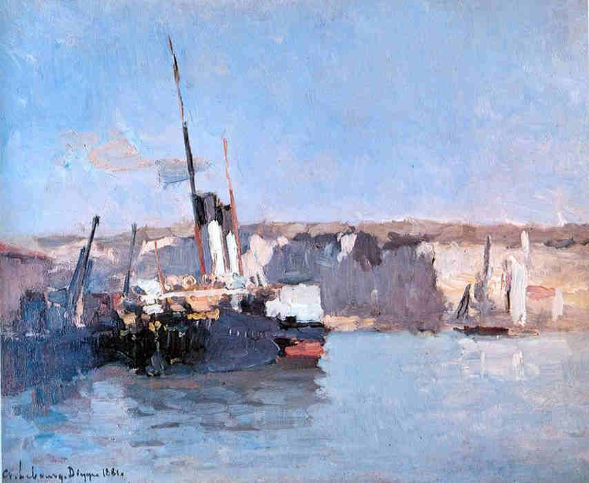 Vapeur amarr&eacute;  dans le port de Dieppe  par Albert Lebourg