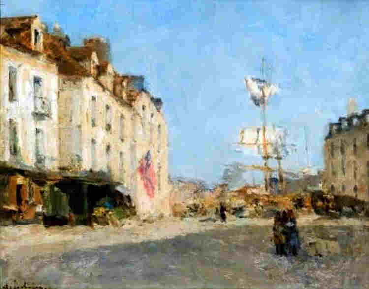 La place du march&eacute;  aux veaux &agrave; Dieppe  par Albert Lebourg