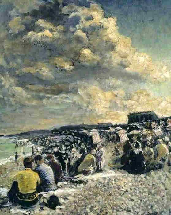 Matin d'ao&ucirc;t  sur la plage de Dieppe  par Jacques Emile Blanche
