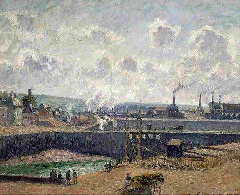 Dieppe, les docks &agrave;  mar&eacute;e basse par Camille Pissaro