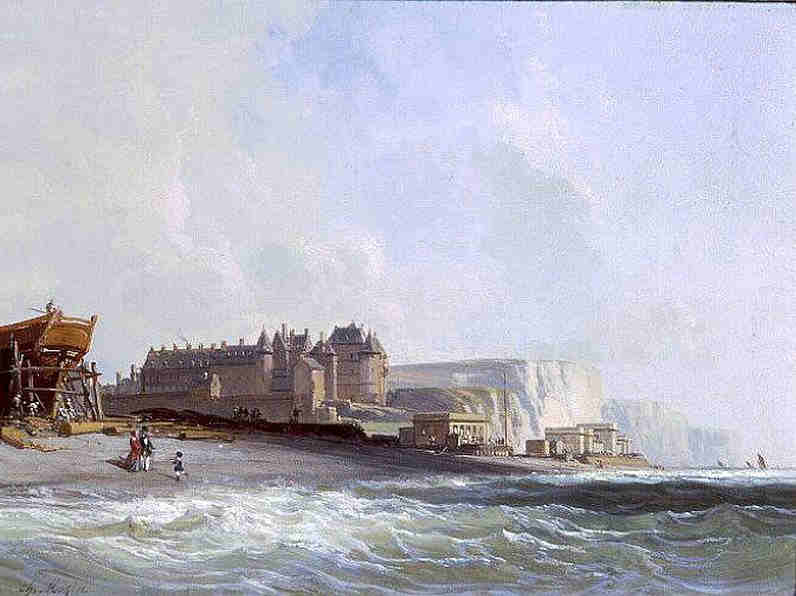 Promeneurs sur la plage de Dieppe par Charles Mozin