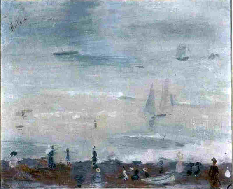 Sur la plage de Dieppe, impression mer grise par Paul C&eacute;sar Helleu