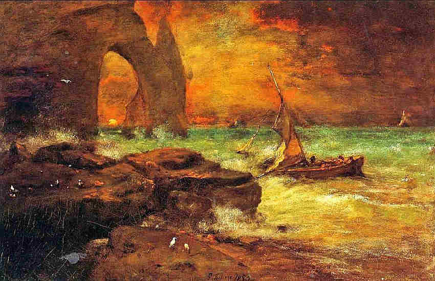 Coucher de soleil &agrave; Etretat  par George Inness