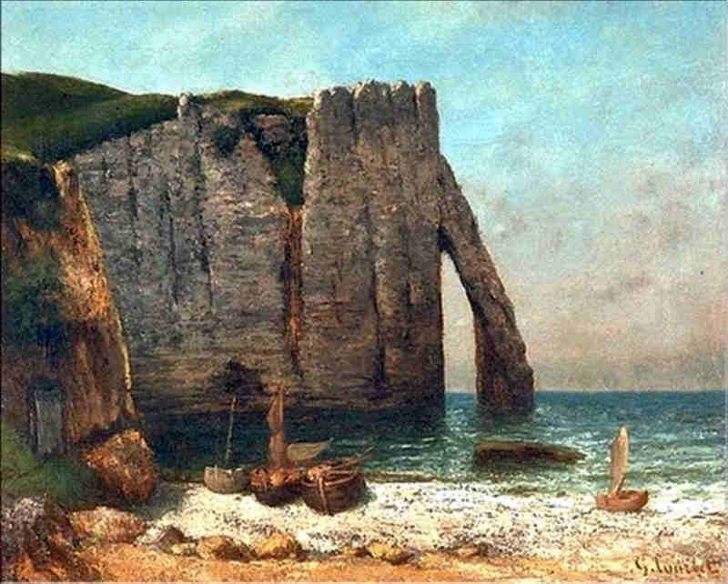 Etretat, la gr&egrave;ve, par Gustave Courbet