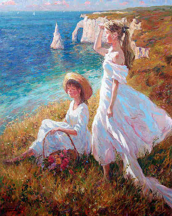 Etretat, les 2 jeunes filles par Boris Tchoubanoff