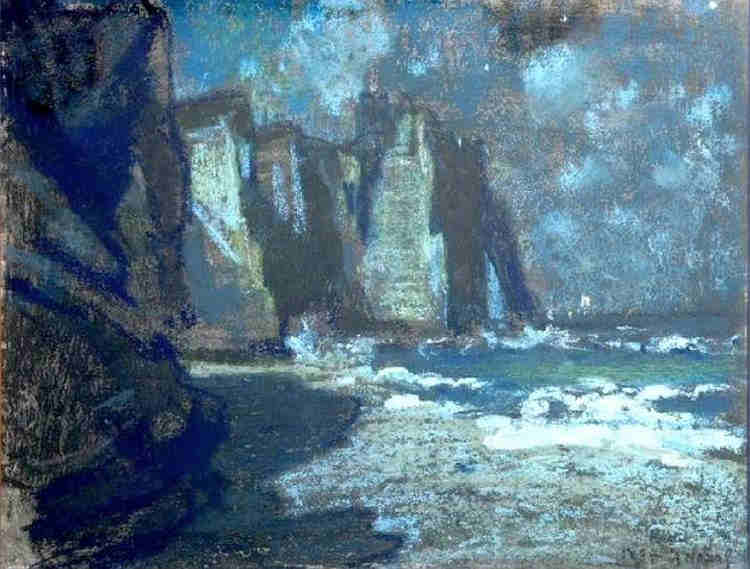 Falaises d'Etretat le  soir par Alexandre Nozal