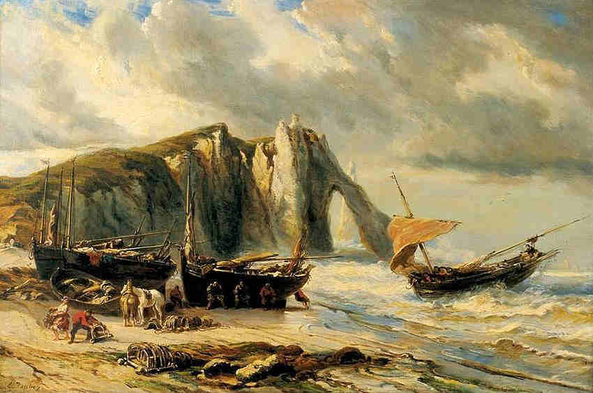 Les falaises d'Etretat par Eug&egrave;ne Isabey