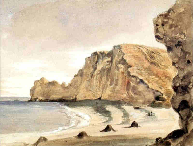 La falaose d'Etretat par Eug&egrave;ne Delacroix