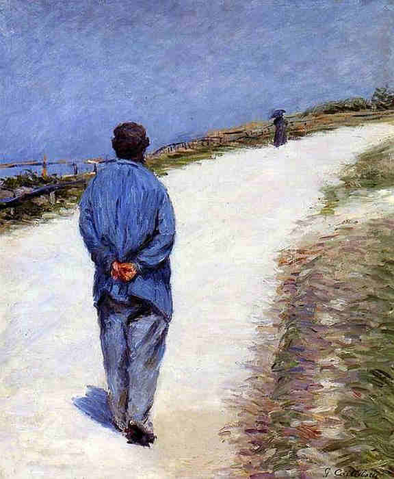 Le p&egrave;re Magloire sur le chemin de St-Clair &agrave; Etretat par Gustave Caillebotte