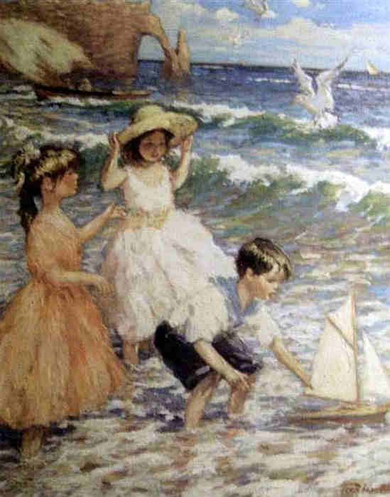 Les enfants &agrave; Etretat par Boris Tchobanoff