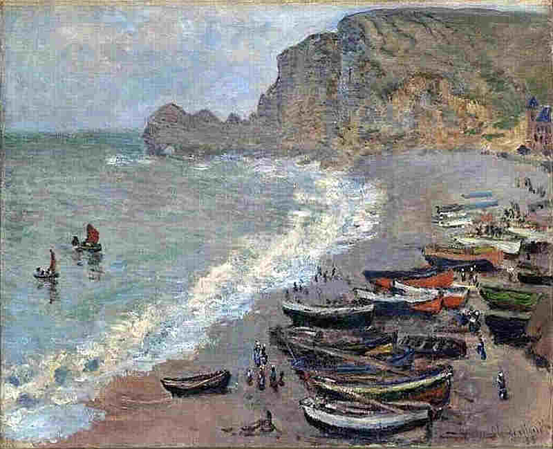 PLage et porte d'Amont &agrave; Etretat par Claude Monet