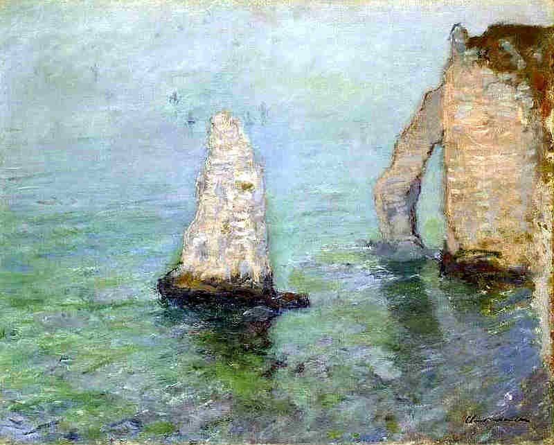 Etretat, lapointe de l'aiguille et le roc aval par Claude Monet