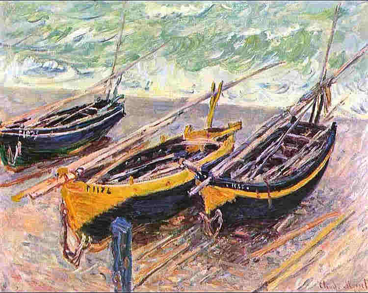 Bateaux sur la plage &agrave; Etretat par Claude Monet