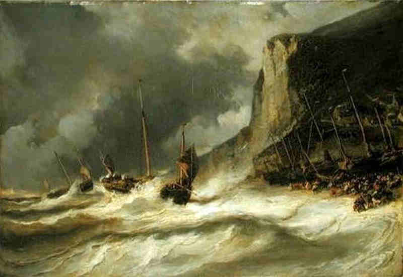 Temp&ecirc;te sur la c&ocirc;te &agrave; Etretat par Eug&egrave;ne Isabey