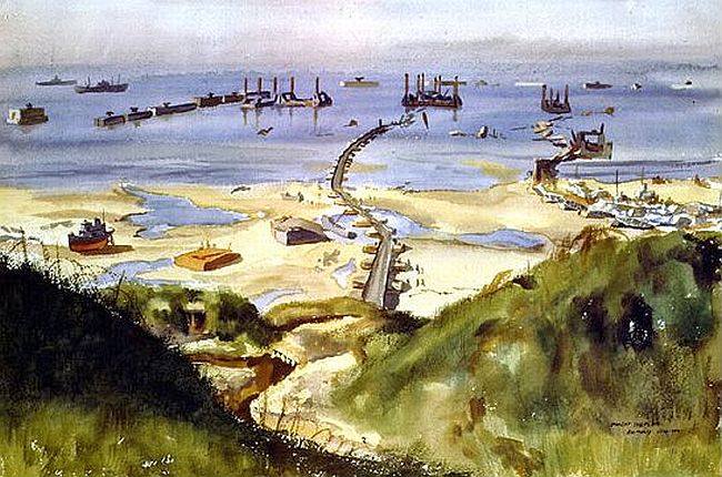 Port artificiel s'Arromanches après le débarquement allié par Dwight Shepler