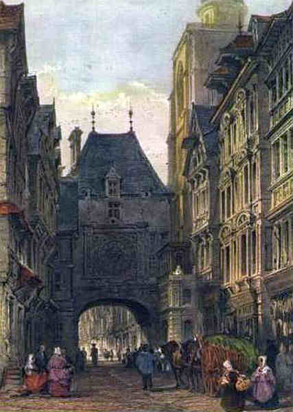 litho Gros Horloge Rouen