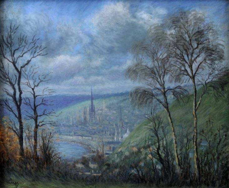 Rouen vue des hauteurs par Eug&egrave;ne Murer