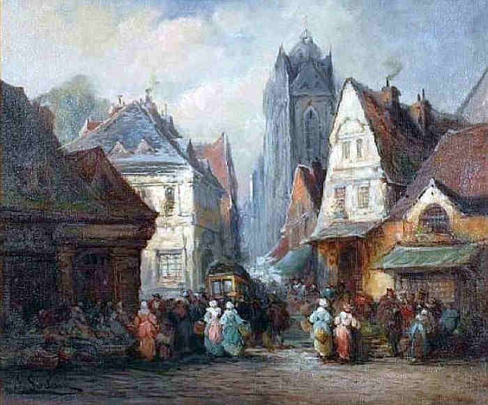 Sc&egrave;ne de march&eacute; &agrave; Rouen par Paul Denarie