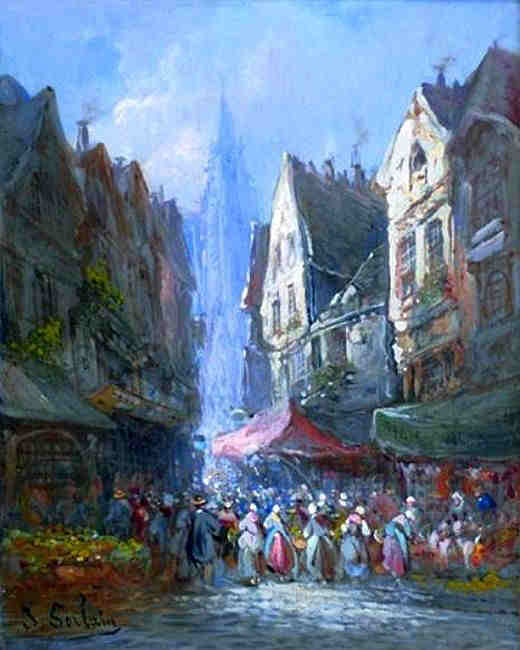 Sc&egrave;ne de march&eacute; &agrave; Rouen par Paul Denarie