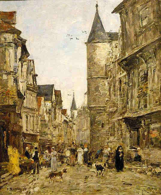 La rue St-Romain &agrave; Rouen par Eug&egrave;ne Boudin