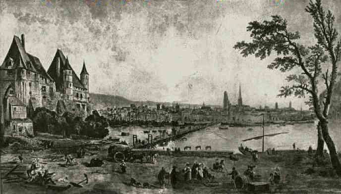 Vue de Rouen  fin XVIIIe si&egrave;cle