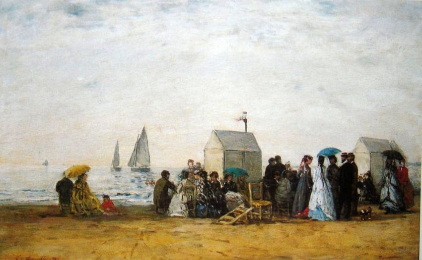 La plage &agrave; Trouville par Eug&egrave;ne Boudin