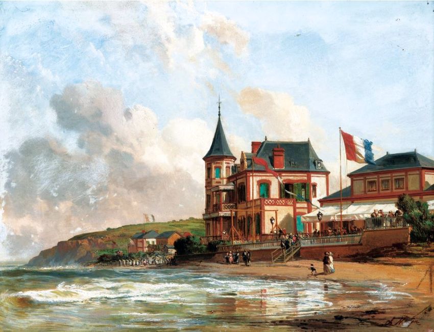 Bord de mer &agrave; Trouville par Charles Louis Mozin