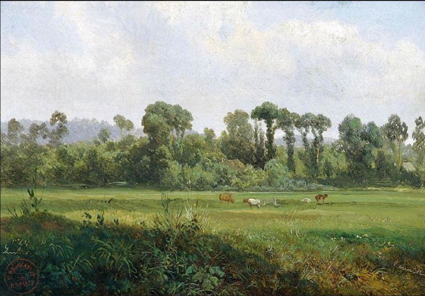 Prairie pr&egrave;s de Trouville par Jacques Raymond Brascassat