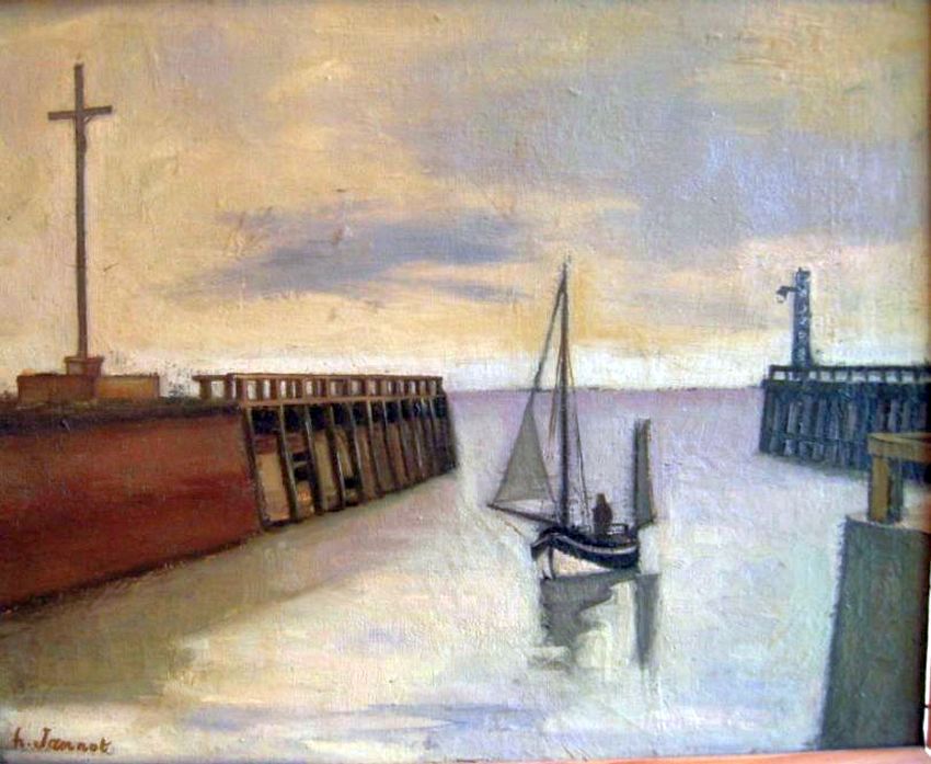 Entr&eacute;e  du port de Trouville par Henri Jannot