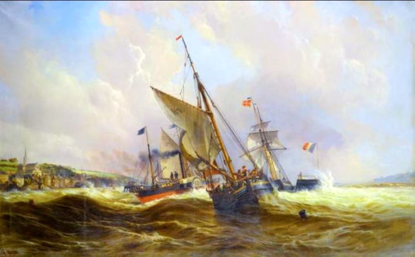 L'invincible gagnant le port de Trouville par Charles Louis Mozin