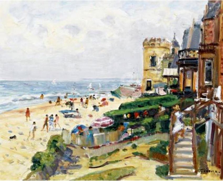 La plage &agrave; Trouville par Gaston Sebille
