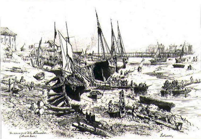 Un vieux port de Normandie, Trouville  mar&eacute;e basse par Maxime Lalanne