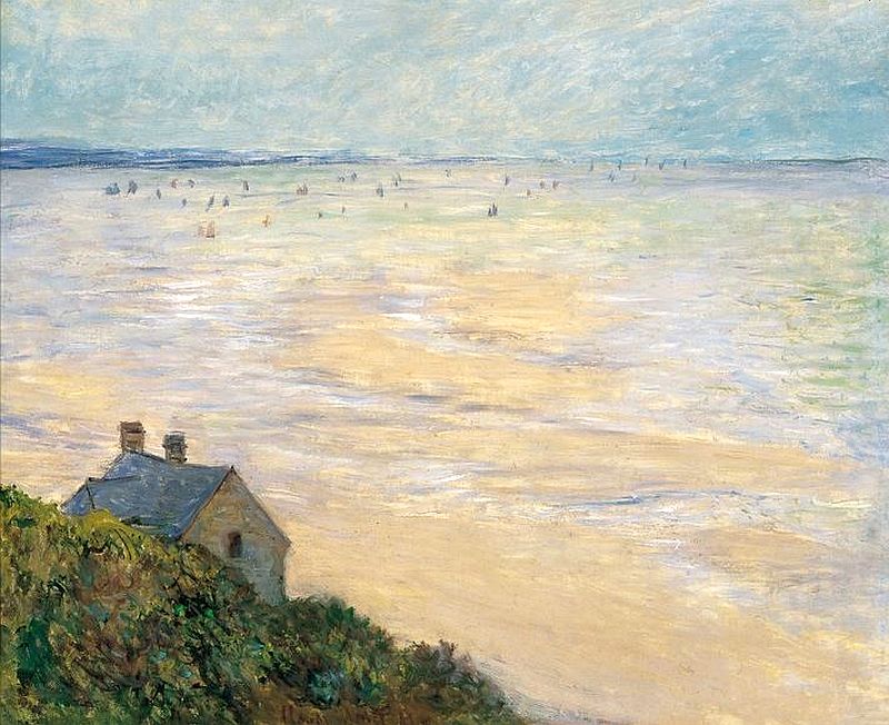 Cabane &agrave; Trouville, mar&eacute;e  basse par Claude Monet