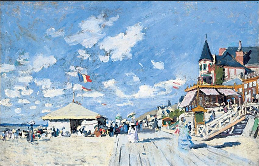 Sur les planches de Trouville, l'h&ocirc;tel des Roches Noires par Claude Monet