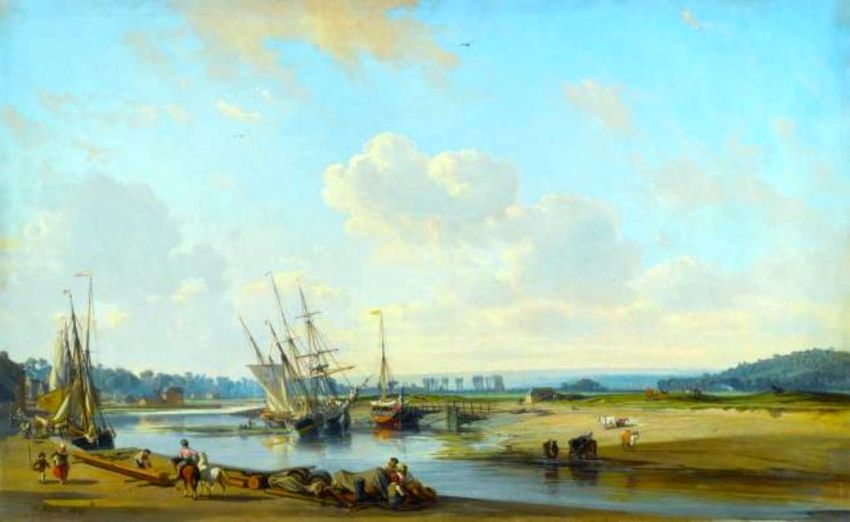 Quai &agrave; Trouville par Charles Louis Mozin