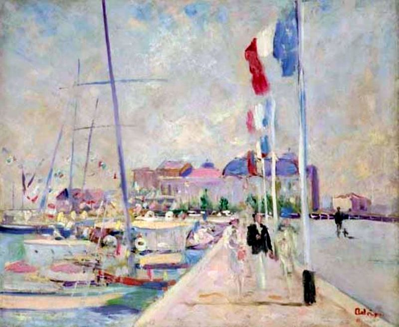 Vue du casino de Trouville depuis les quais  par  Lucien Adrion