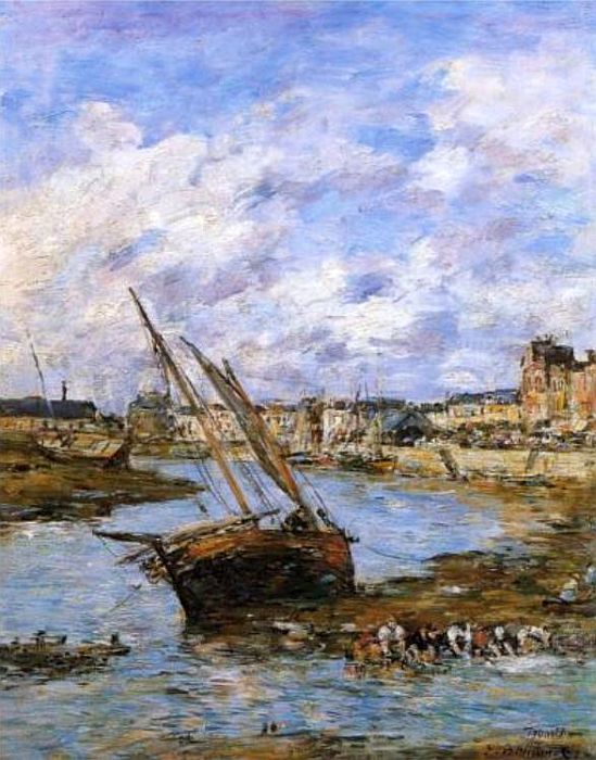 Arri&egrave;re port de Trouville par Eug&egrave;ne Boudin