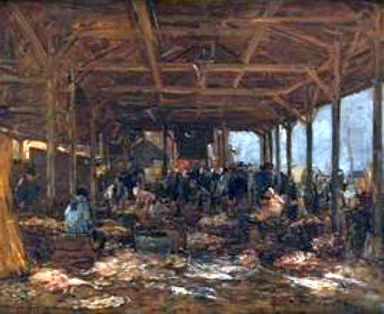Halle aux poissons &agrave; Trouville  par Eug&egrave;ne Boudin