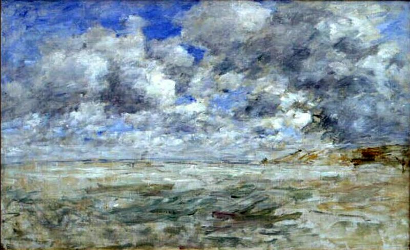 Ciel d'orage sur la plage  de Trouville  par Eug&egrave;ne Boudin