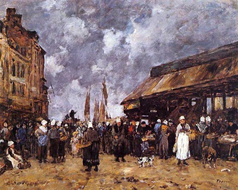 La halle aux poissons &agrave; Trouville  par Eug&egrave;ne Boudin