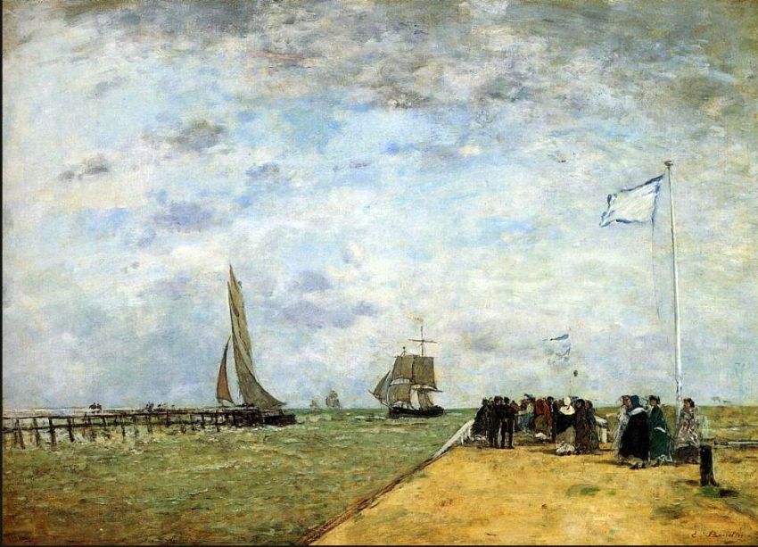 La jet&eacute;e &agrave; Trouville  par Eug&egrave;ne Boudin