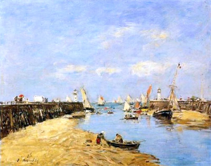 Les jet&eacute;es &agrave; Trouville par Eug&egrave;ne Boudin 1896