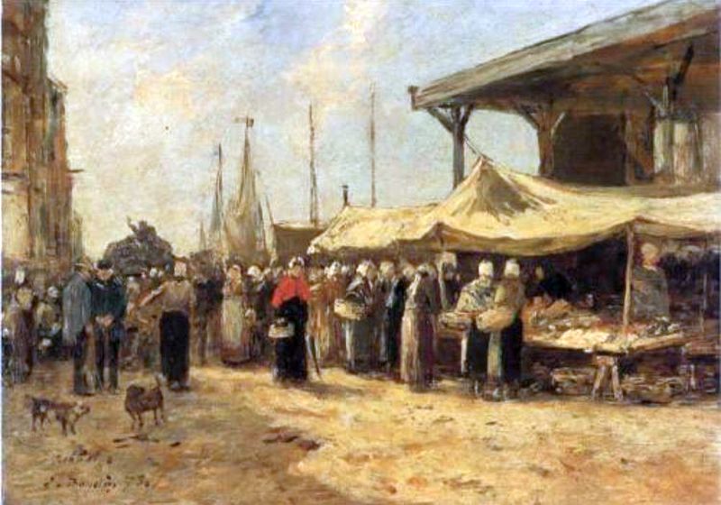 Le march&eacute; aux poissons &agrave; Trouville par Eug&egrave;ne Boudin
