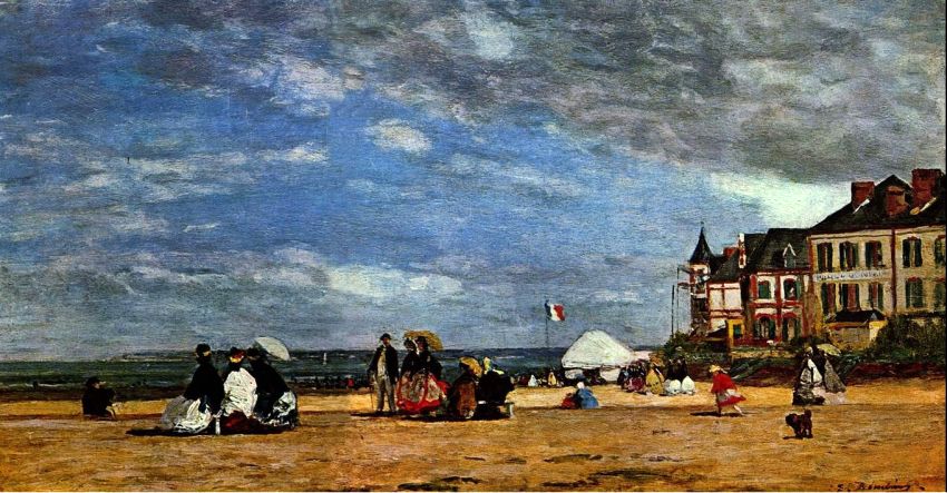 La plage &agrave; Trouville  par Eug&egrave;ne Boudin