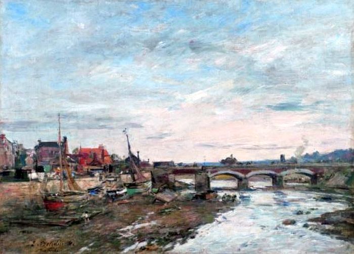 Pont sur la Touques &agrave; Trouville par Eug&egrave;ne Boudin