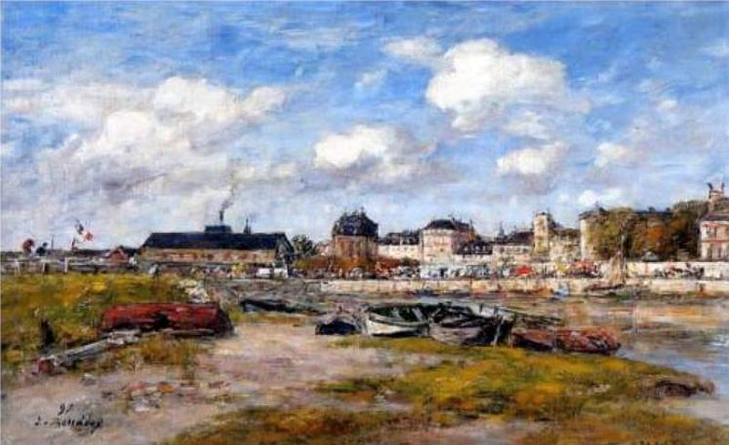 Le port de Trouville &agrave; mar&eacute;e basse par Eug&egrave;ne Boudin