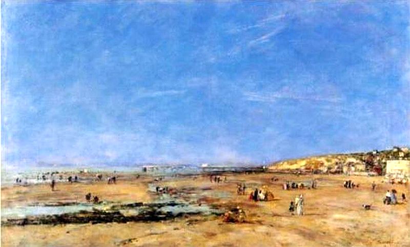Trouville, panorama de la plage par Eug&egrave;ne Boudin